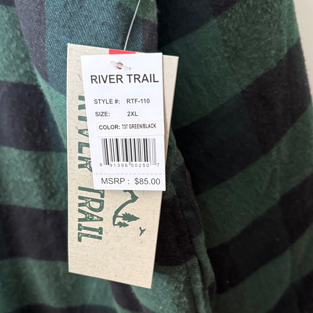 RIVER TRAIL NWT SZ 2XL Green&Black Checkered Men's Jacket Zip Closure 2 pockets - Picture 5 of 9